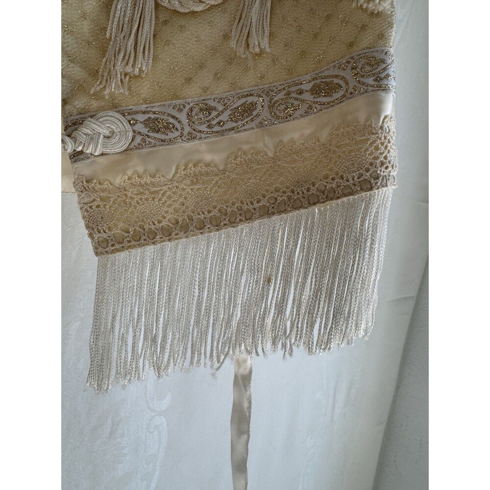 Modelle Design Vest Tie Back Gold Tassells Satin Silk Like Vintage Petite - Picture 3 of 13